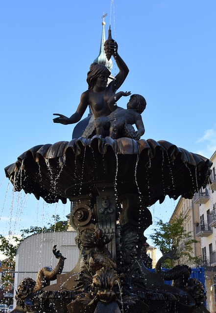 outdoor fountain, water feature