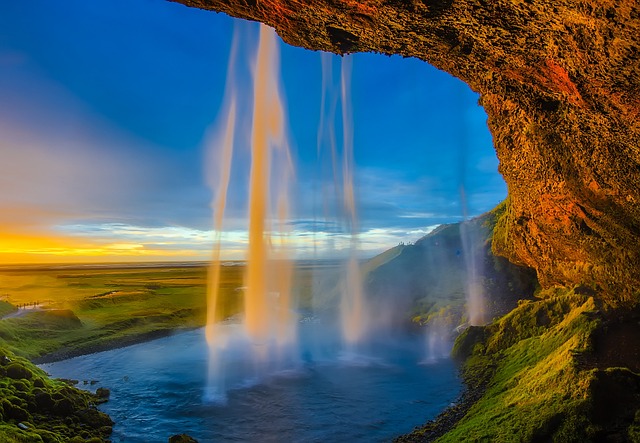 pond, outdoor pond, outdoor waterfall
