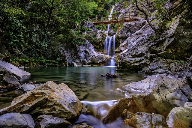 pond, outdoor pond, outdoor waterfall
