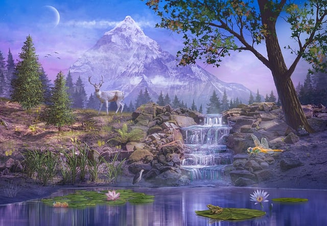 pond, outdoor pond, outdoor waterfall