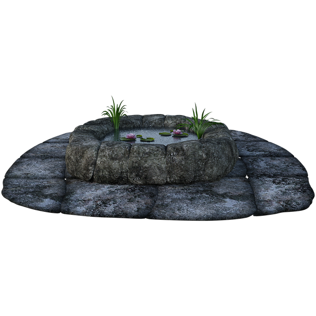 pond, outdoor pond, outdoor waterfall
